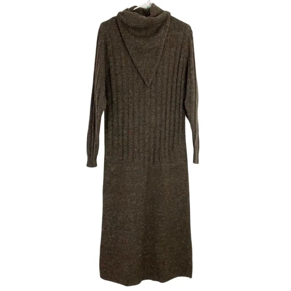Vintage 80s Geraldine Peterson Long Cowlneck Sweater Dress Women Small Maxi Midi